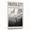 Monochrome Underwater Diver Coastal Wall Art - Magazine Style Print