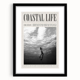 Monochrome Underwater Diver Coastal Wall Art - Magazine Style Print