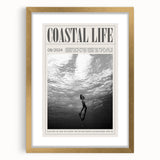 Monochrome Underwater Diver Coastal Wall Art - Magazine Style Print