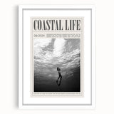 Monochrome Underwater Diver Coastal Wall Art - Magazine Style Print