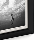 Monochrome Underwater Diver Coastal Wall Art - Magazine Style Print