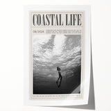 Monochrome Underwater Diver Coastal Wall Art - Magazine Style Print