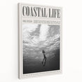 Monochrome Underwater Diver Coastal Wall Art - Magazine Style Print