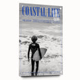 Black and White Surfer Coastal Wall Art - Magazine Style Ocean Print