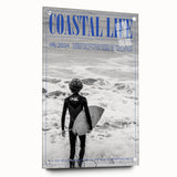 Black and White Surfer Coastal Wall Art - Magazine Style Ocean Print