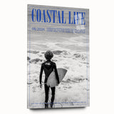 Black and White Surfer Coastal Wall Art - Magazine Style Ocean Print