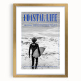 Black and White Surfer Coastal Wall Art - Magazine Style Ocean Print
