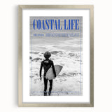 Black and White Surfer Coastal Wall Art - Magazine Style Ocean Print