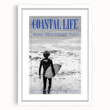 Black and White Surfer Coastal Wall Art - Magazine Style Ocean Print