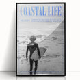 Black and White Surfer Coastal Wall Art - Magazine Style Ocean Print