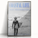 Black and White Surfer Coastal Wall Art - Magazine Style Ocean Print