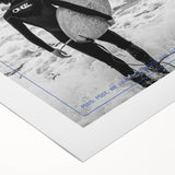 Black and White Surfer Coastal Wall Art - Magazine Style Ocean Print