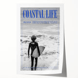 Black and White Surfer Coastal Wall Art - Magazine Style Ocean Print