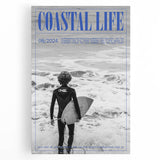 Black and White Surfer Coastal Wall Art - Magazine Style Ocean Print