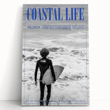 Black and White Surfer Coastal Wall Art - Magazine Style Ocean Print