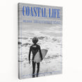 Black and White Surfer Coastal Wall Art - Magazine Style Ocean Print