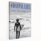 Black and White Surfer Coastal Wall Art - Magazine Style Ocean Print