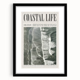 Magazine Style Coastal Waves Wall Art - Vintage Aerial Ocean Print