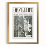 Magazine Style Coastal Waves Wall Art - Vintage Aerial Ocean Print
