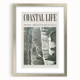 Magazine Style Coastal Waves Wall Art - Vintage Aerial Ocean Print