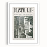 Magazine Style Coastal Waves Wall Art - Vintage Aerial Ocean Print