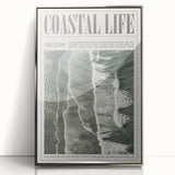 Magazine Style Coastal Waves Wall Art - Vintage Aerial Ocean Print