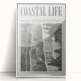 Magazine Style Coastal Waves Wall Art - Vintage Aerial Ocean Print