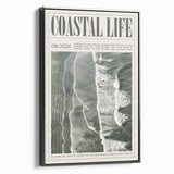 Magazine Style Coastal Waves Wall Art - Vintage Aerial Ocean Print