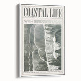 Magazine Style Coastal Waves Wall Art - Vintage Aerial Ocean Print