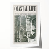 Magazine Style Coastal Waves Wall Art - Vintage Aerial Ocean Print
