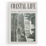 Magazine Style Coastal Waves Wall Art - Vintage Aerial Ocean Print