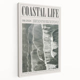 Magazine Style Coastal Waves Wall Art - Vintage Aerial Ocean Print
