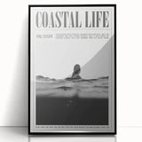 Coastal Wall Art - Surfer in Ocean Waves - Nautical Beach-Themed Print