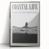 Coastal Wall Art - Surfer in Ocean Waves - Nautical Beach-Themed Print