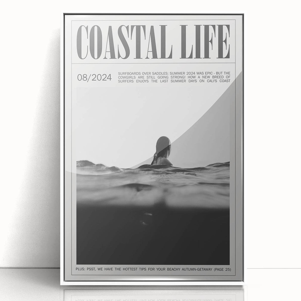 Coastal Wall Art - Surfer in Ocean Waves - Nautical Beach-Themed Print