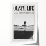 Coastal Wall Art - Surfer in Ocean Waves - Nautical Beach-Themed Print