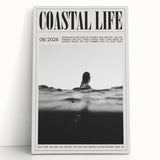 Coastal Wall Art - Surfer in Ocean Waves - Nautical Beach-Themed Print