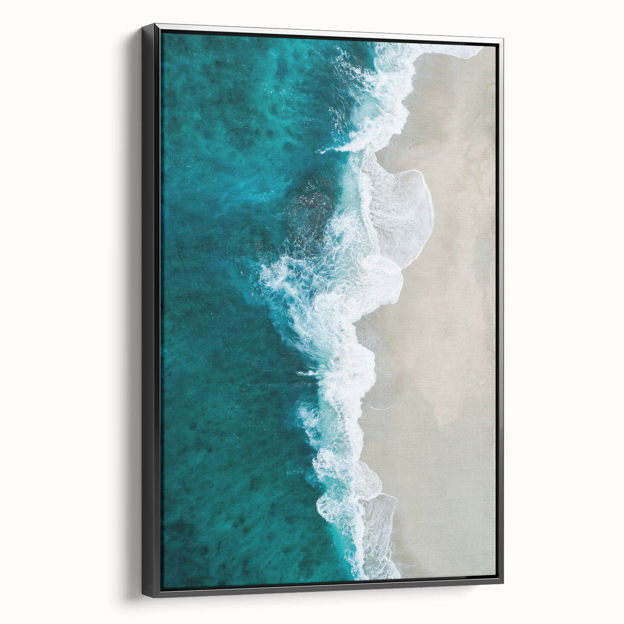 Coastal Wall Art: Aerial Ocean Waves and Sandy Beach - Beach-Themed Decor
