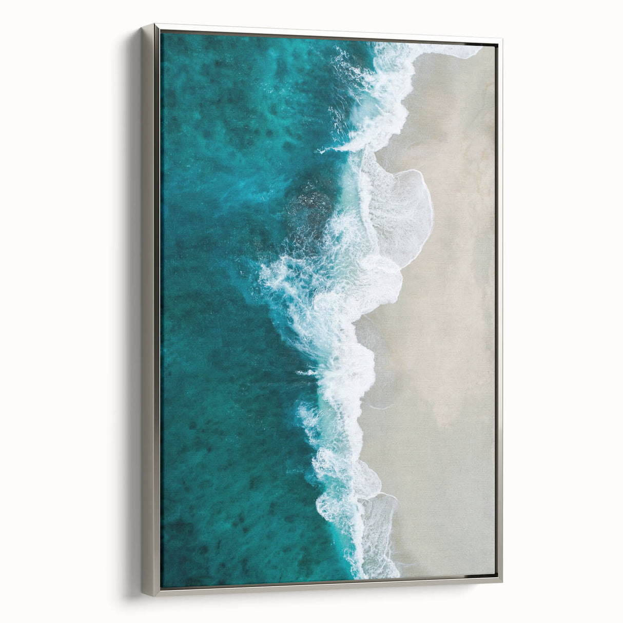 Coastal Wall Art: Aerial Ocean Waves and Sandy Beach - Beach-Themed Decor