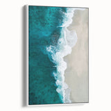 Coastal Wall Art: Aerial Ocean Waves and Sandy Beach - Beach-Themed Decor