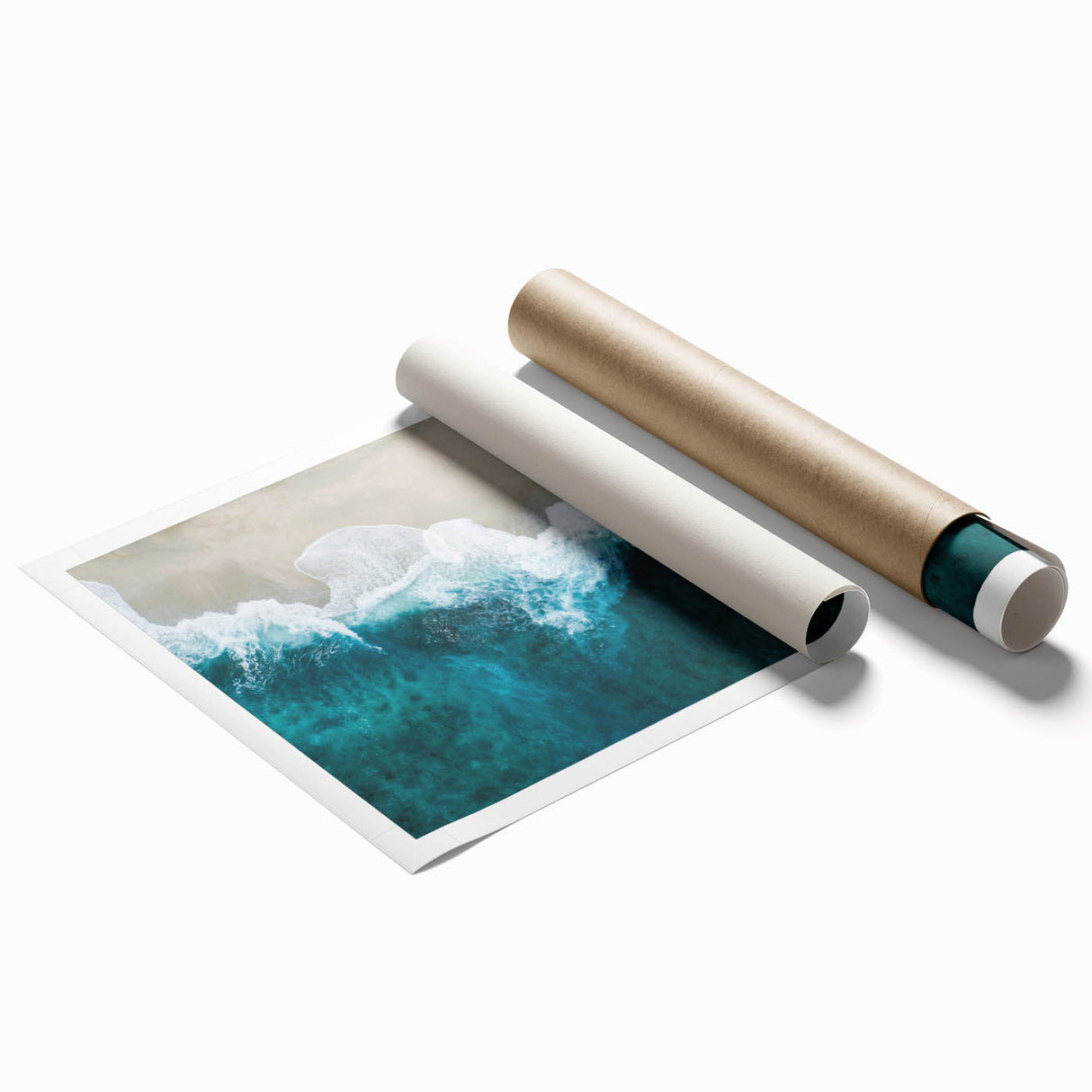Coastal Wall Art: Aerial Ocean Waves and Sandy Beach - Beach-Themed Decor
