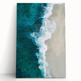 Coastal Wall Art: Aerial Ocean Waves and Sandy Beach - Beach-Themed Decor