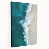 Coastal Wall Art: Aerial Ocean Waves and Sandy Beach - Beach-Themed Decor