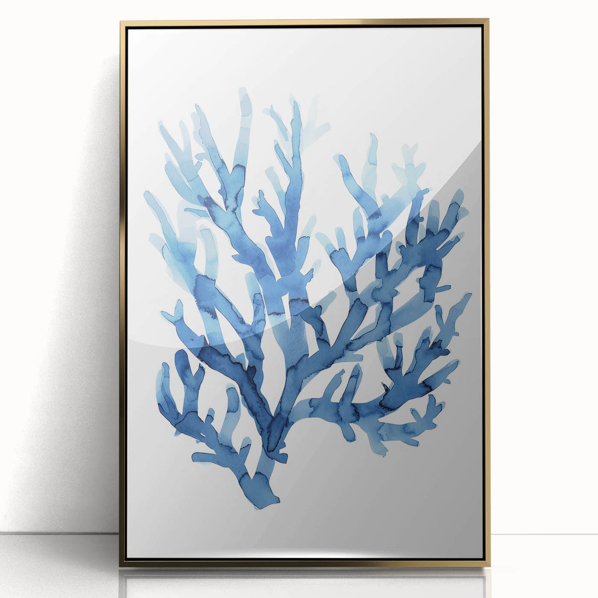 Coastal Wall Art: Blue Coral Illustration - Ocean-Inspired Nautical Print