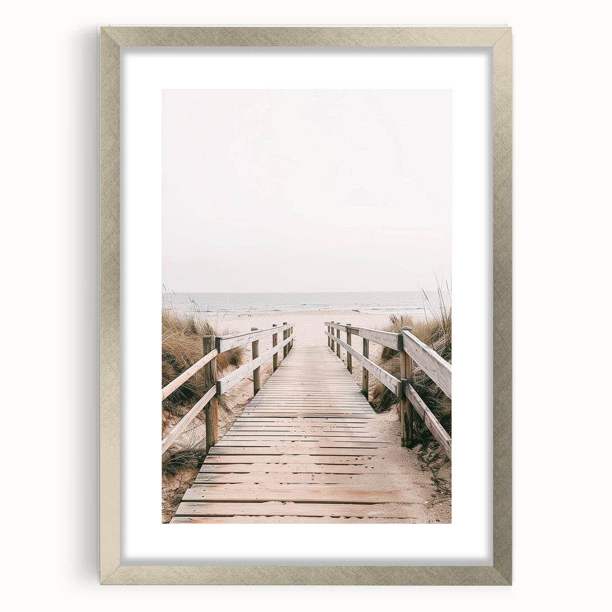 Coastal Wall Art: Beach Boardwalk View - Tranquil Seaside Nautical Print
