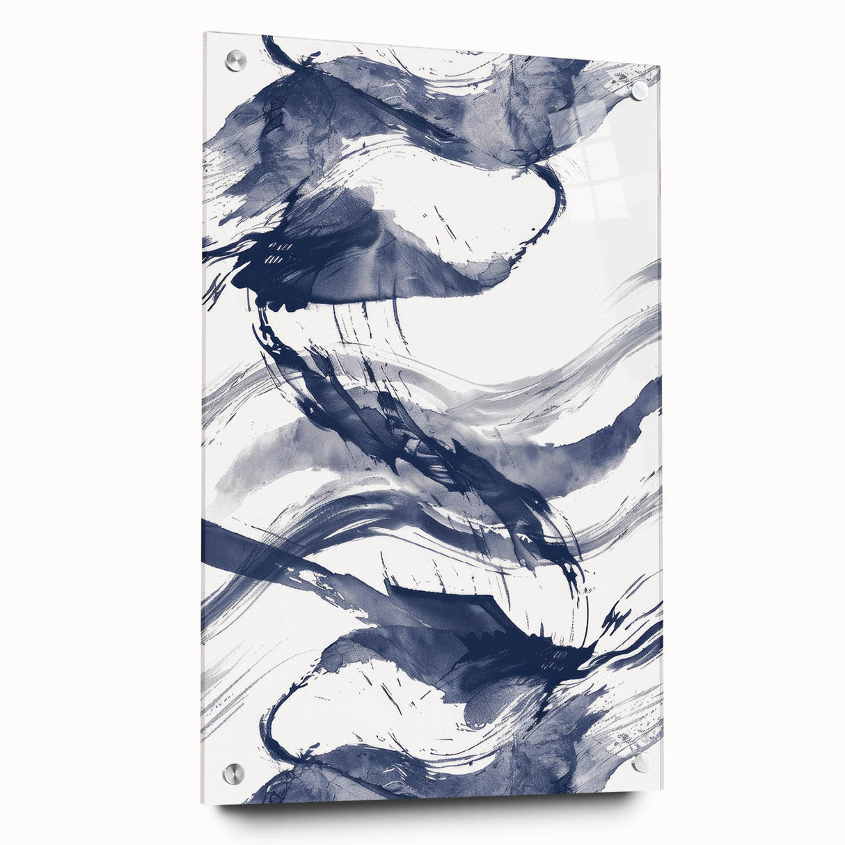 Coastal Wall Art: Abstract Ocean Waves - Nautical Blue Brushstroke Print