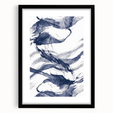 Coastal Wall Art: Abstract Ocean Waves - Nautical Blue Brushstroke Print