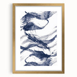 Coastal Wall Art: Abstract Ocean Waves - Nautical Blue Brushstroke Print