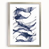 Coastal Wall Art: Abstract Ocean Waves - Nautical Blue Brushstroke Print