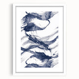 Coastal Wall Art: Abstract Ocean Waves - Nautical Blue Brushstroke Print